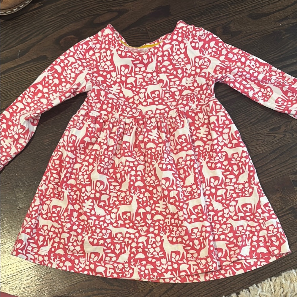 Mini Boden Pink and White Long Sleeve Dress 3-4yrs